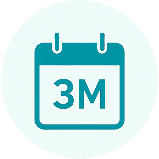 「3M」と記された3か月のカレンダーのアイコン